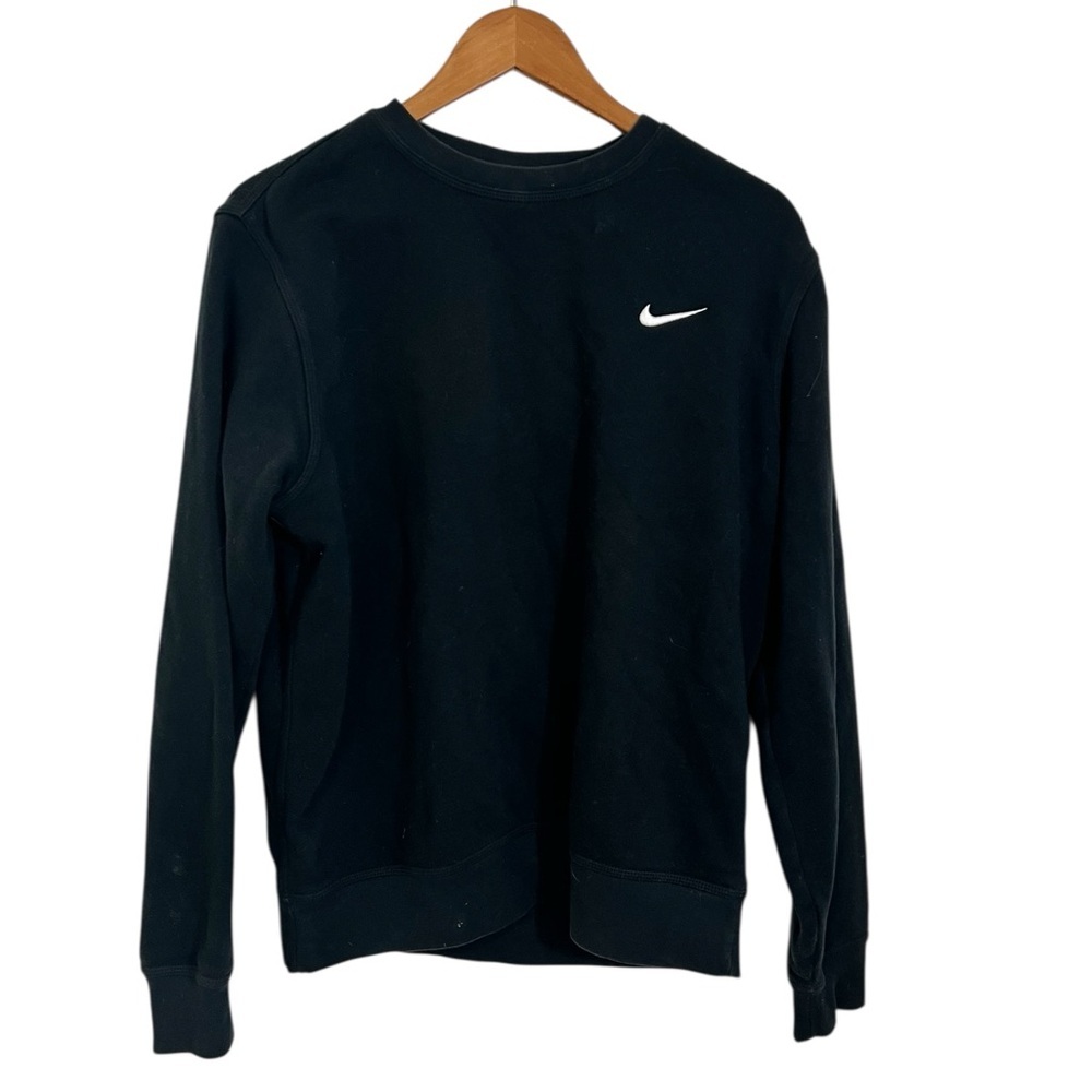 Vintage 90s Black Nike Crewneck Sweatshirt Swoosh Embroidered Logo Medium